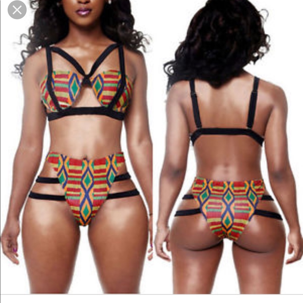 Kente print two piece swimsuit